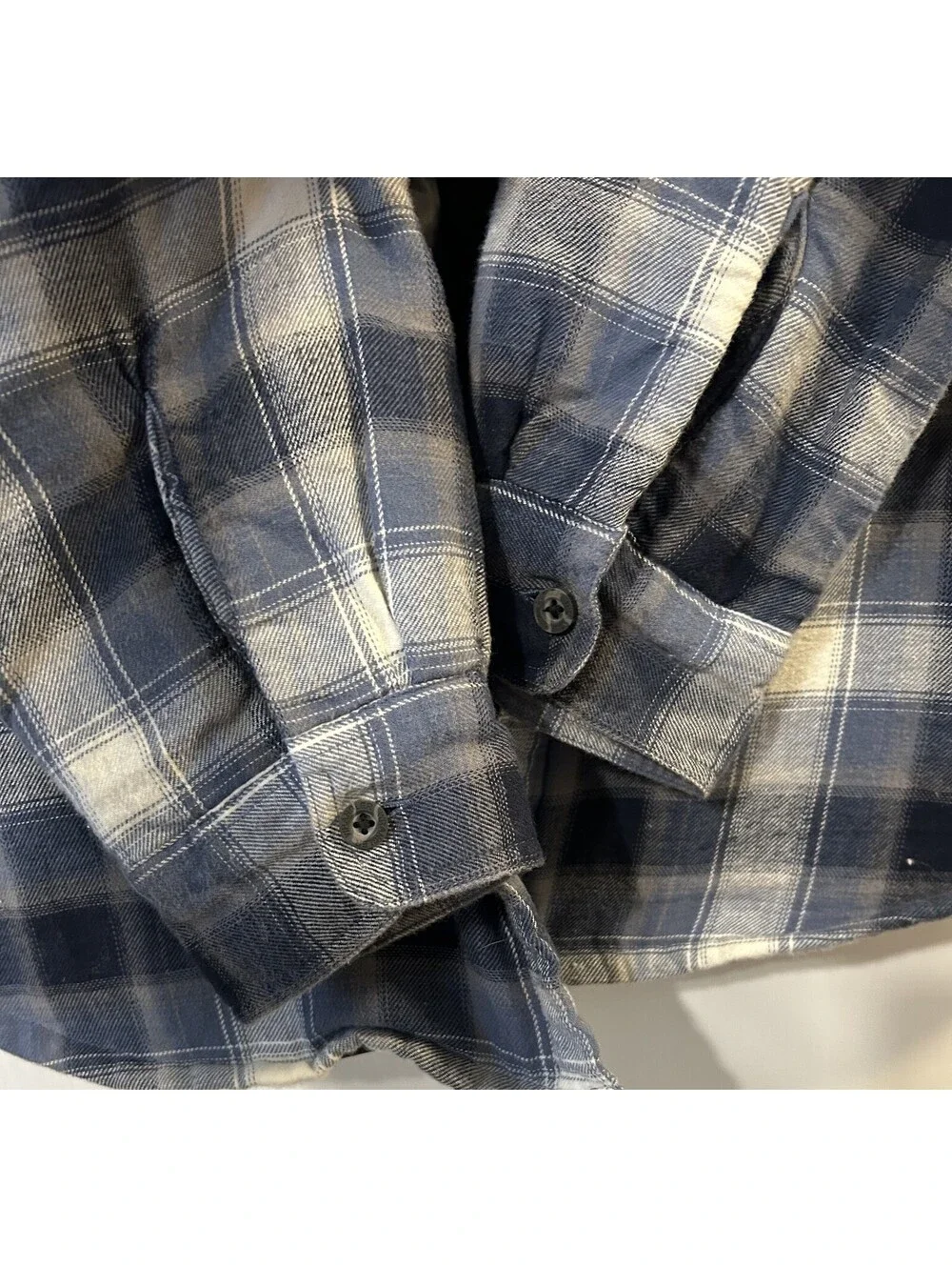 Wrangler Mens  Size XL Blue Plaid Long Sleeve Hooded Quilted Shackets Outdoorsy
